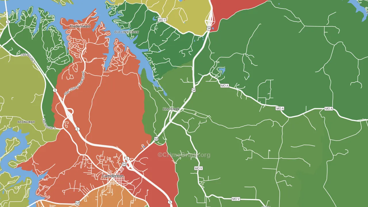 Linn Creek, MO Map of Drug-Related Crime Rates