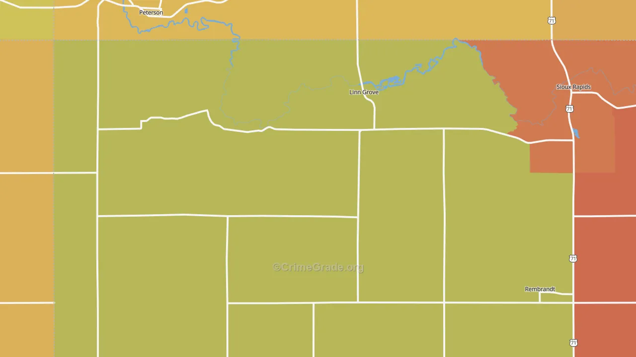Linn Grove, IA Map of Drug-Related Crime Rates