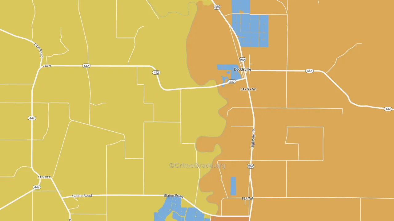 Linn, MS Map of Drug-Related Crime Rates