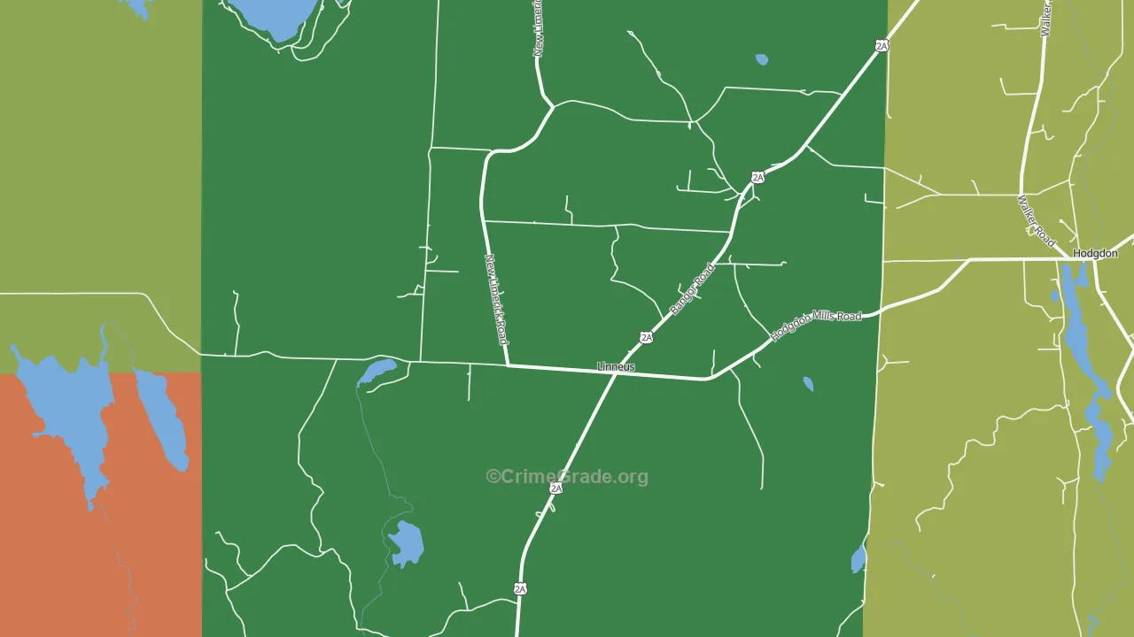 Linneus, ME Map of Drug-Related Crime Rates