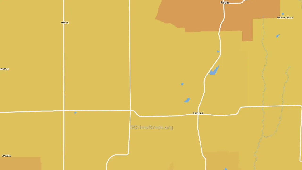 Linneus, MO Map of Drug-Related Crime Rates