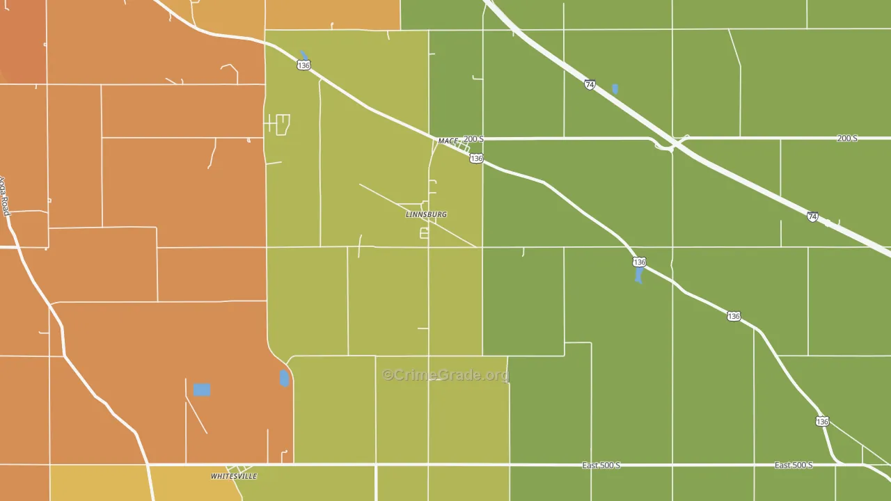 Linnsburg, IN Map of Drug-Related Crime Rates
