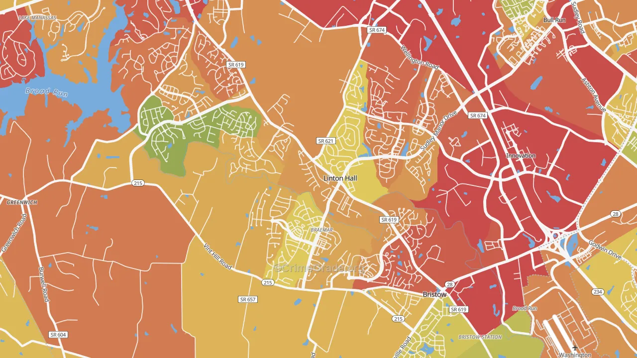 Linton Hall, VA Map of Drug-Related Crime Rates