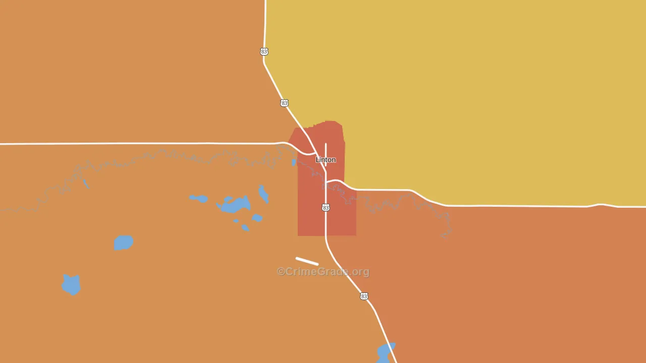 Linton, ND Map of Drug-Related Crime Rates