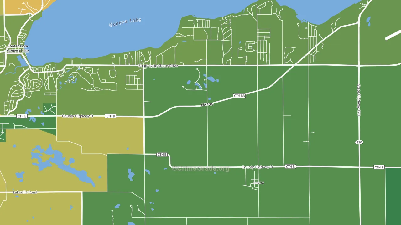 Linton, WI Map of Drug-Related Crime Rates