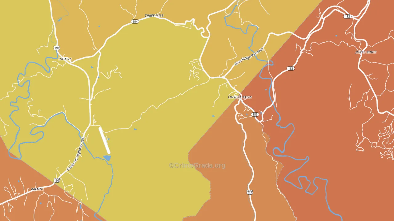 Linville Falls, NC Map of Drug-Related Crime Rates