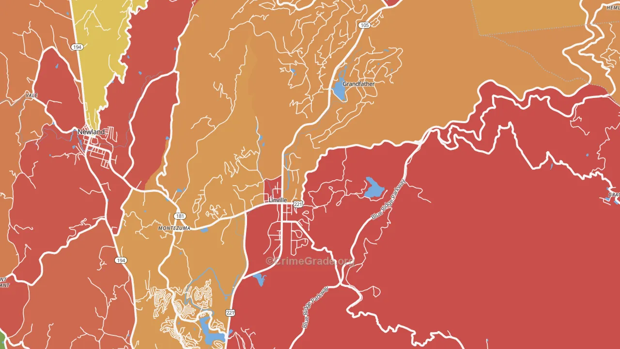Linville, NC Map of Drug-Related Crime Rates