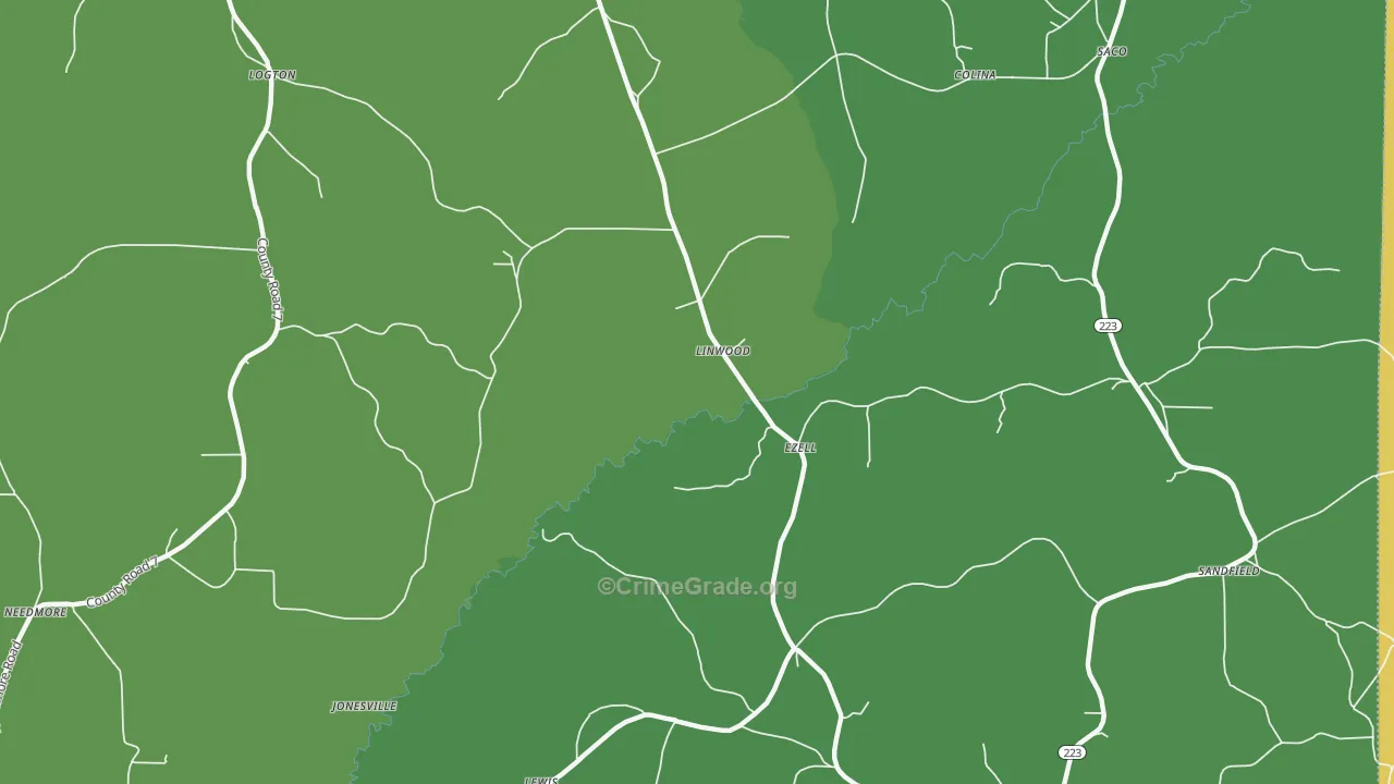 Linwood, AL Map of Drug-Related Crime Rates