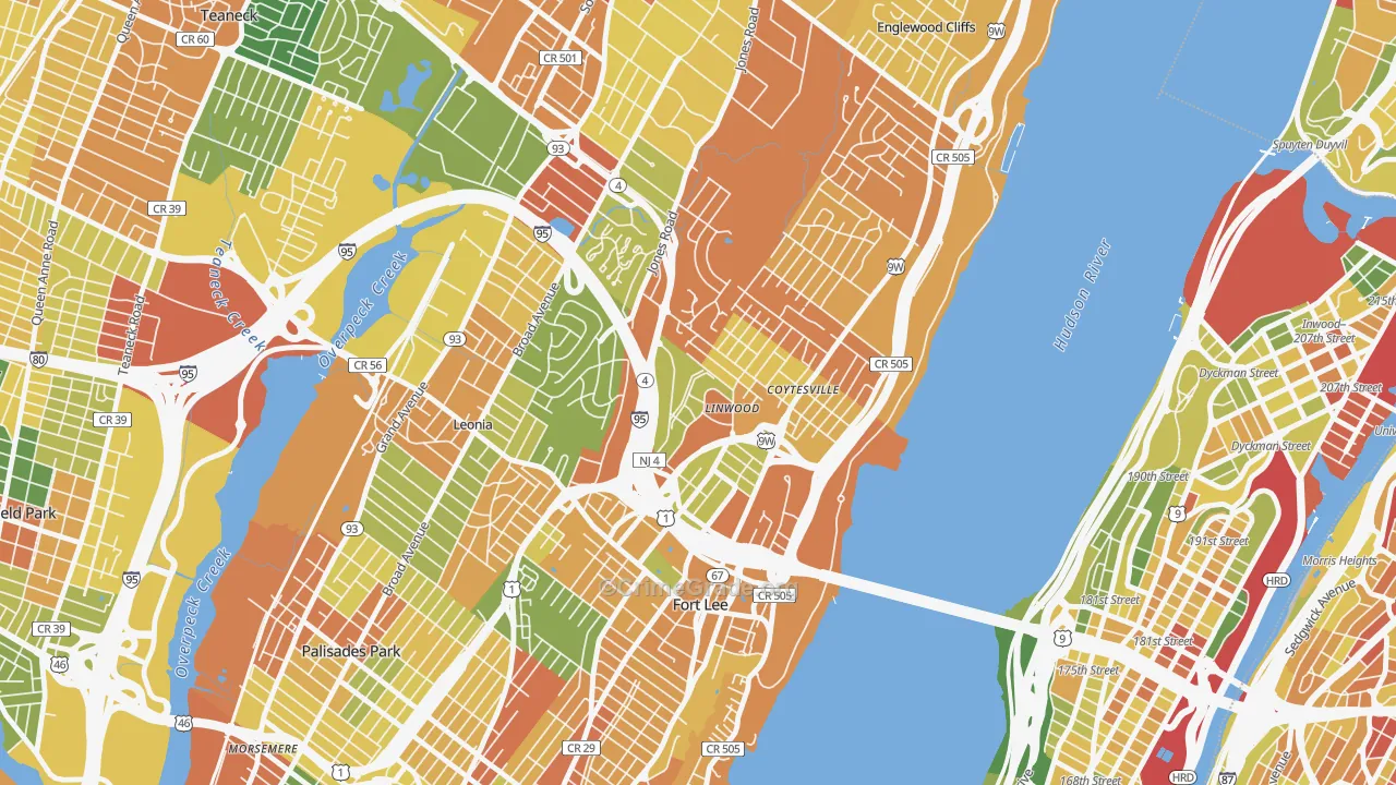 Linwood, Fort Lee, NJ Map of Drug-Related Crime Rates