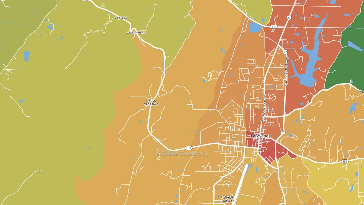 Linwood, GA Map of Drug-Related Crime Rates