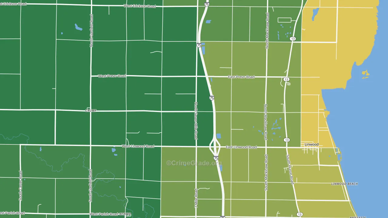 Linwood, MI Map of Drug-Related Crime Rates