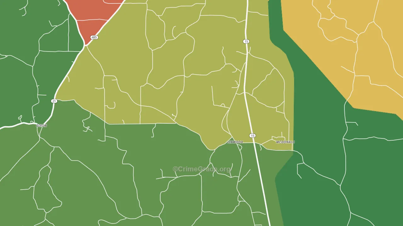 Linwood, MS Map of Drug-Related Crime Rates