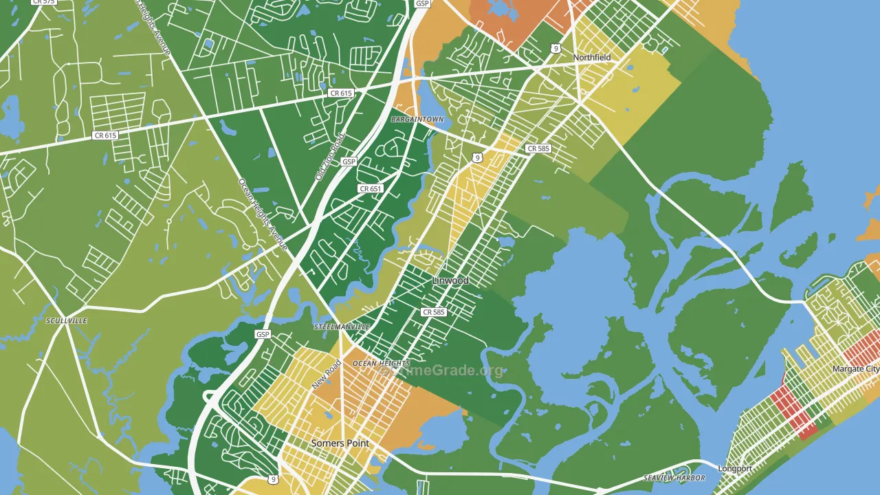 Linwood, NJ Map of Drug-Related Crime Rates