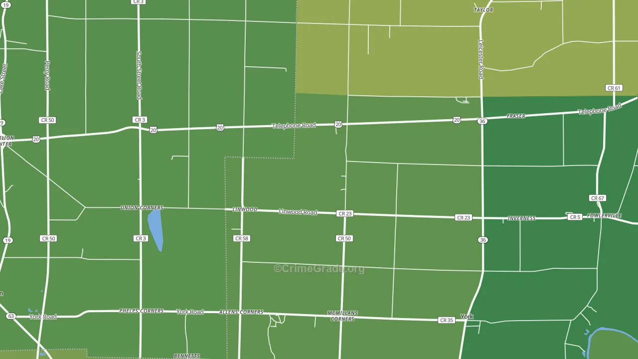 Linwood, NY Map of Drug-Related Crime Rates