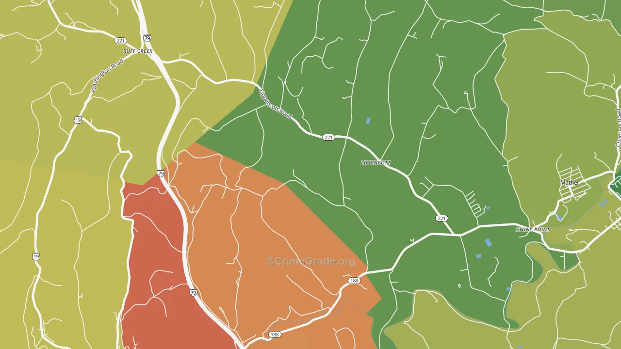 Lippincott, PA Map of Drug-Related Crime Rates