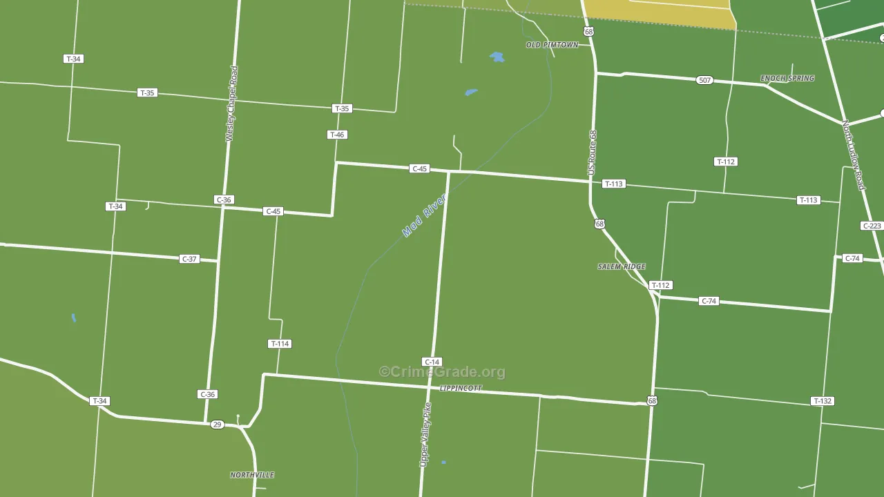 Lippincotts, OH Map of Drug-Related Crime Rates