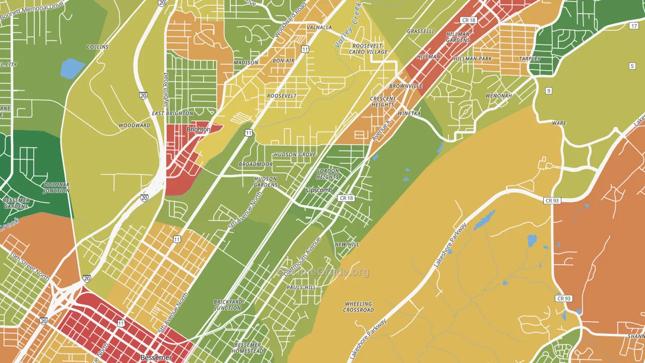 Lipscomb, AL Map of Drug-Related Crime Rates