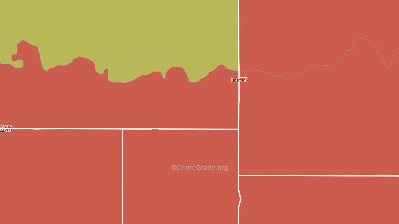 Lipscomb, TX Map of Drug-Related Crime Rates