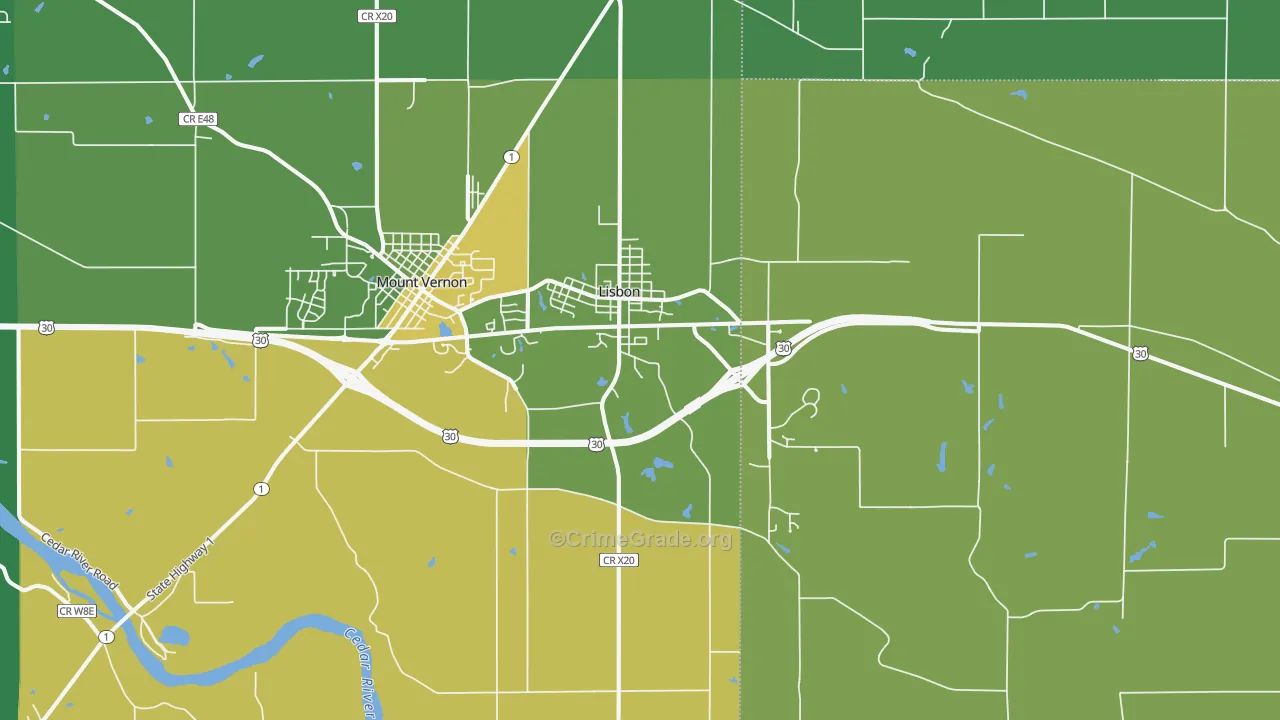 Lisbon, IA Map of Drug-Related Crime Rates