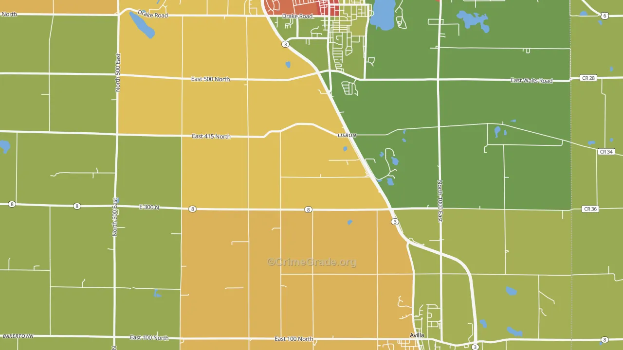 Lisbon, IN Map of Drug-Related Crime Rates