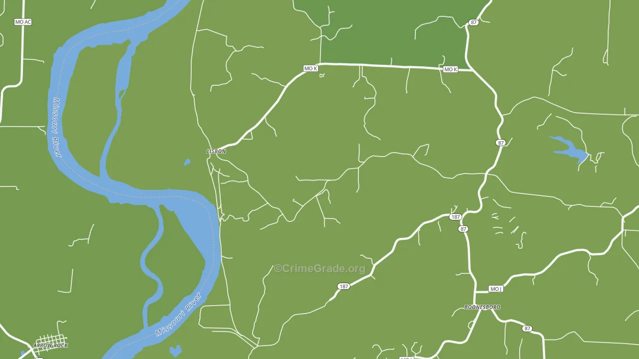 Lisbon, MO Map of Drug-Related Crime Rates
