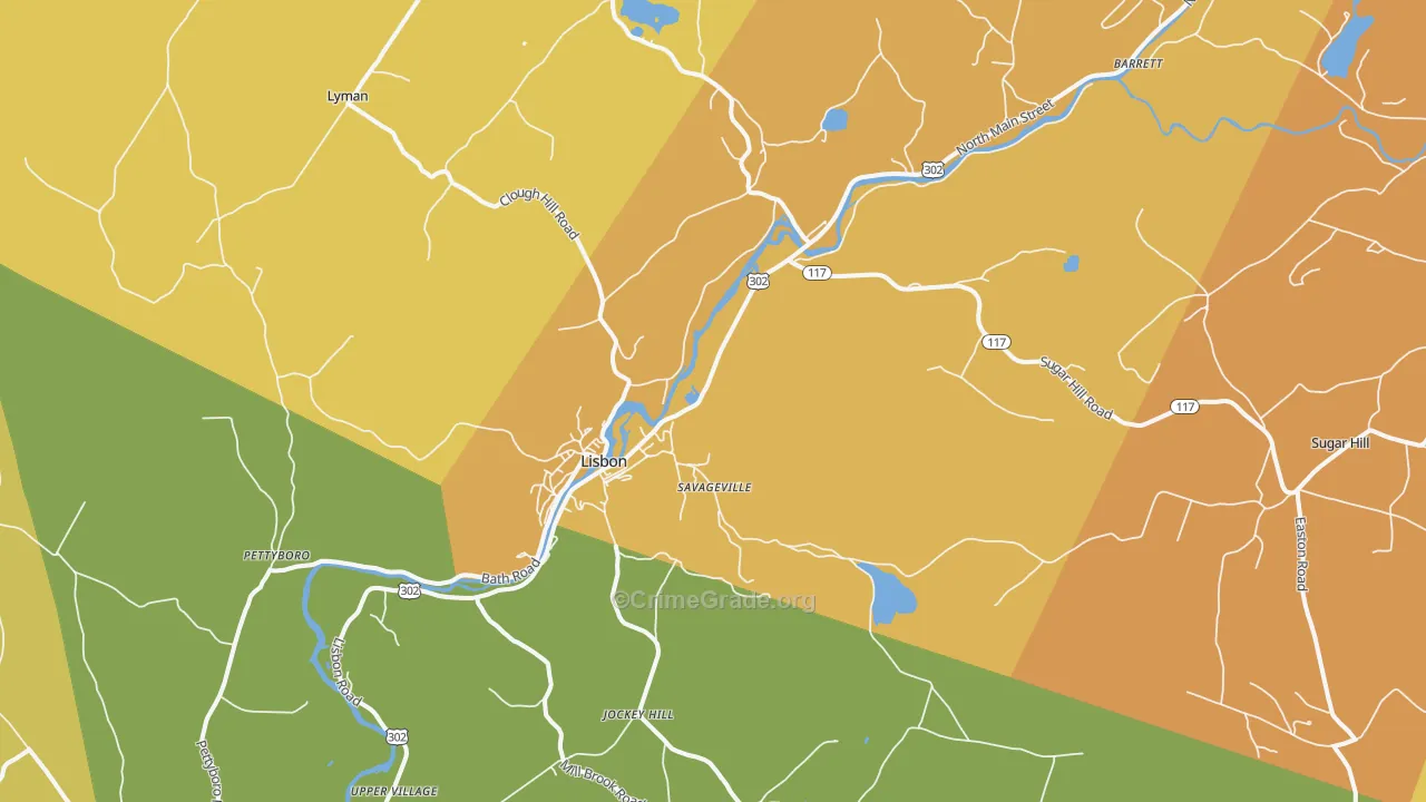 Lisbon, NH Map of Drug-Related Crime Rates