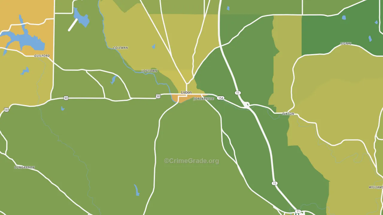 Lisbon, OH Map of Drug-Related Crime Rates