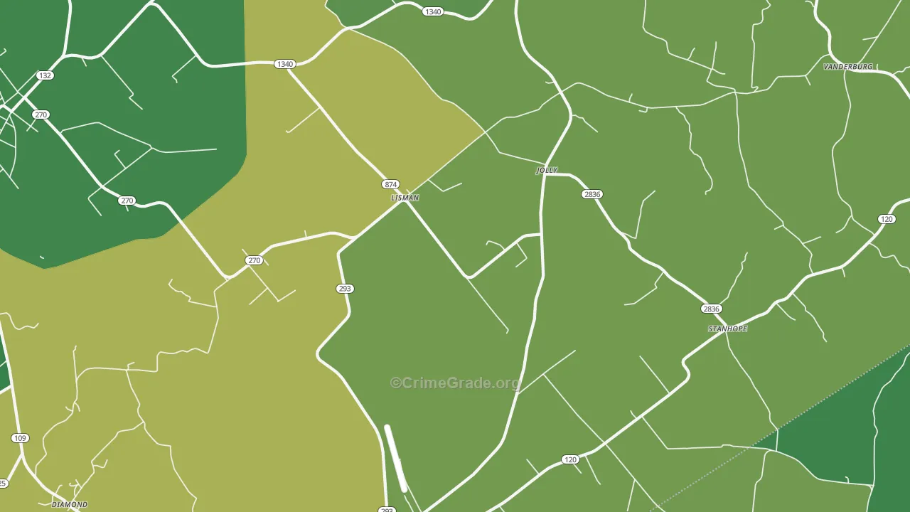Lisman, KY Map of Drug-Related Crime Rates