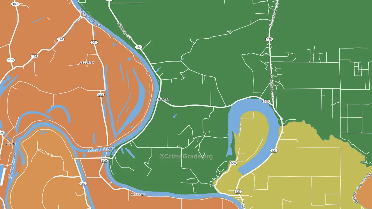 Lismore, LA Map of Drug-Related Crime Rates