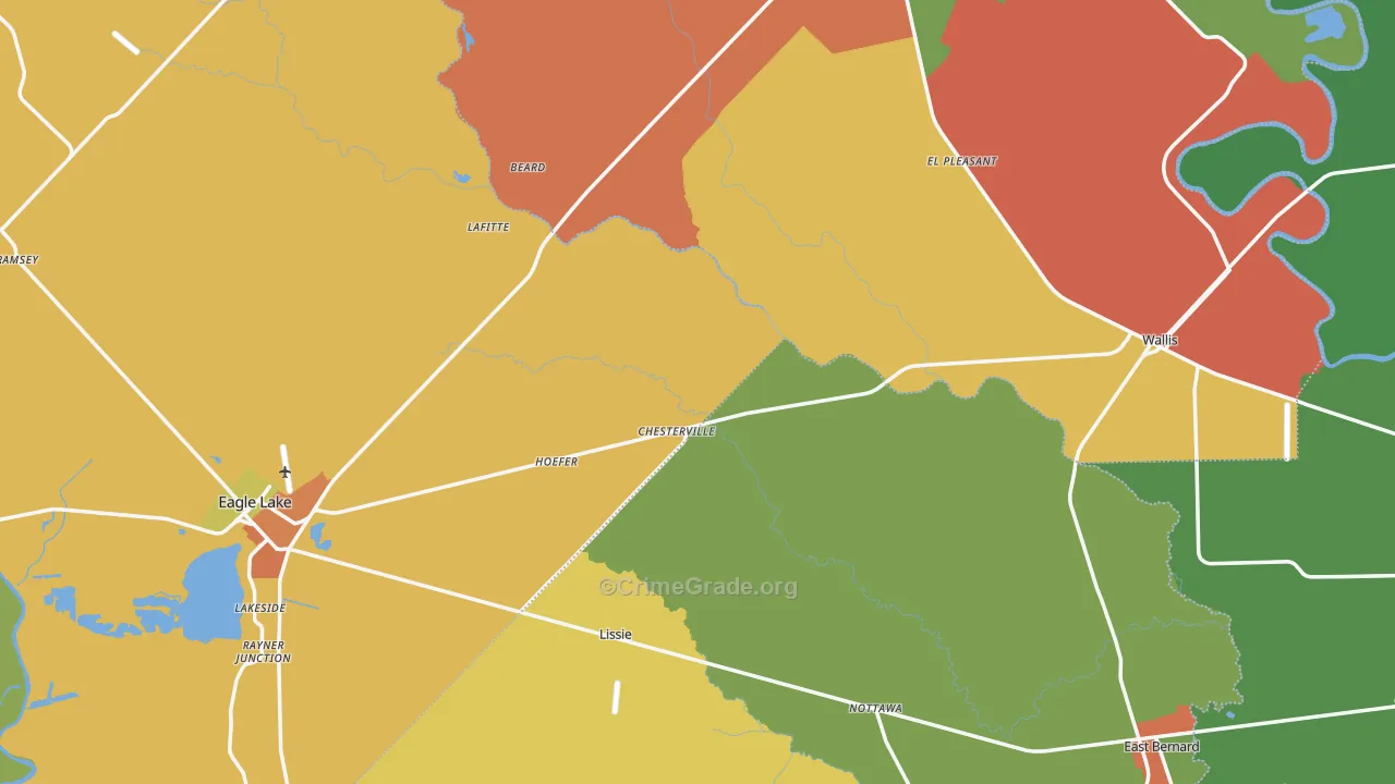 Lissie, TX Map of Drug-Related Crime Rates