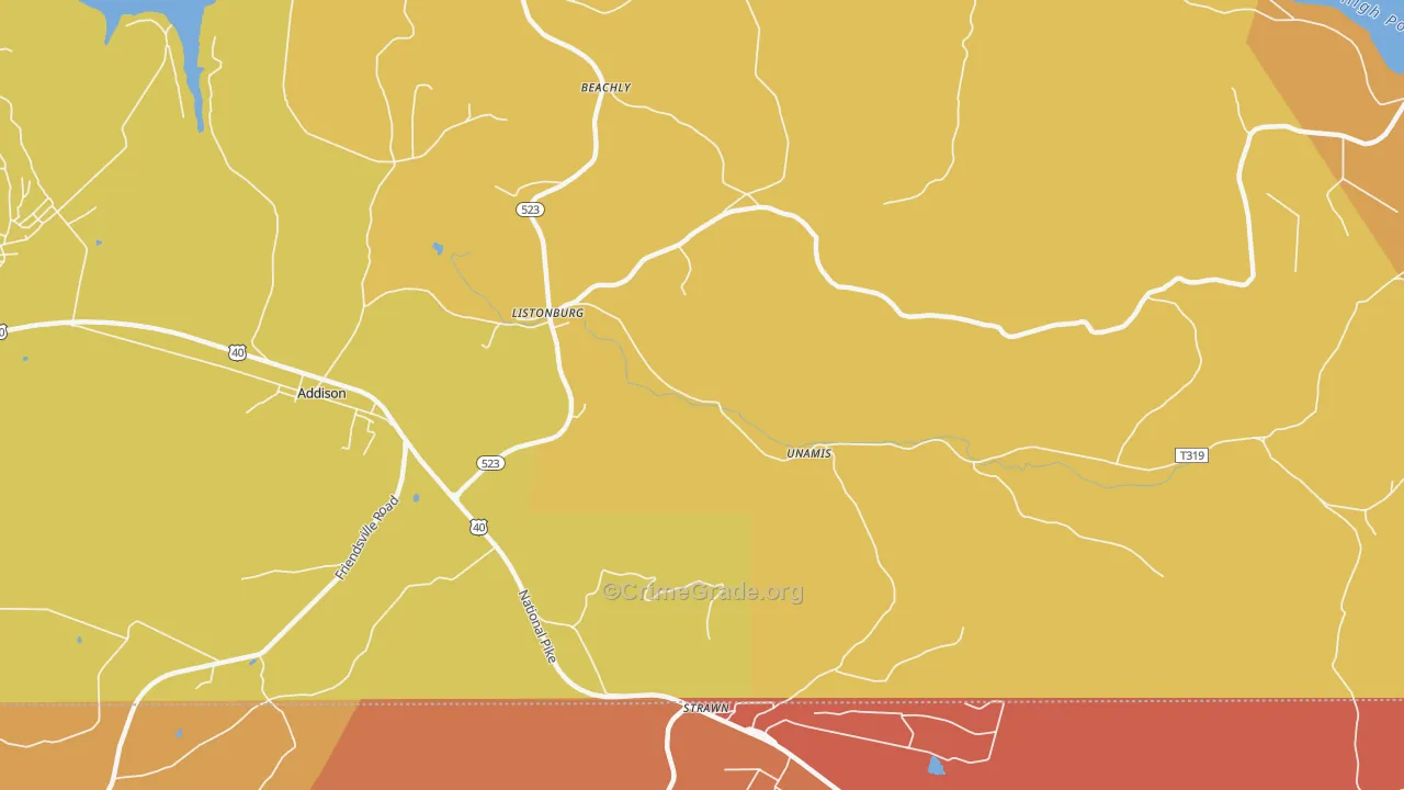Listonburg, PA Map of Drug-Related Crime Rates