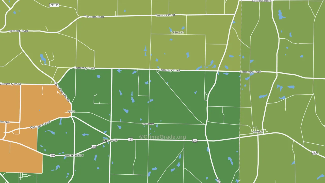Listonia, GA Map of Drug-Related Crime Rates