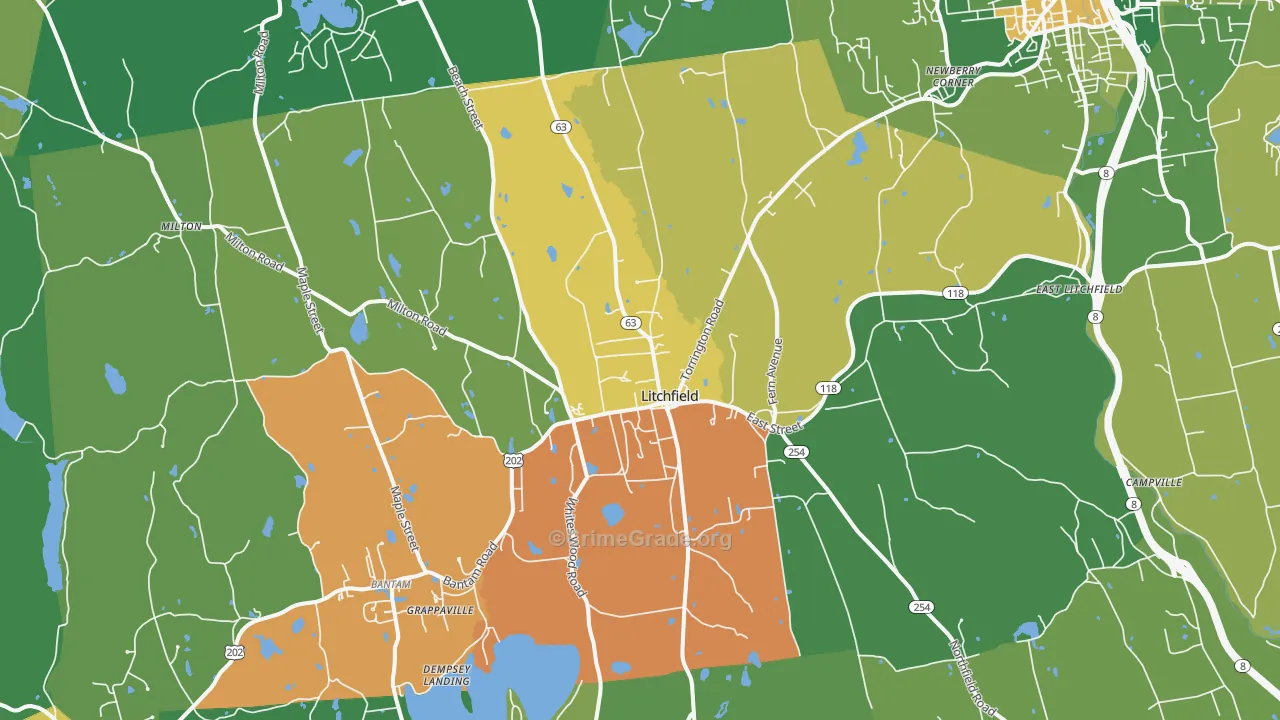 Litchfield, CT Map of Drug-Related Crime Rates