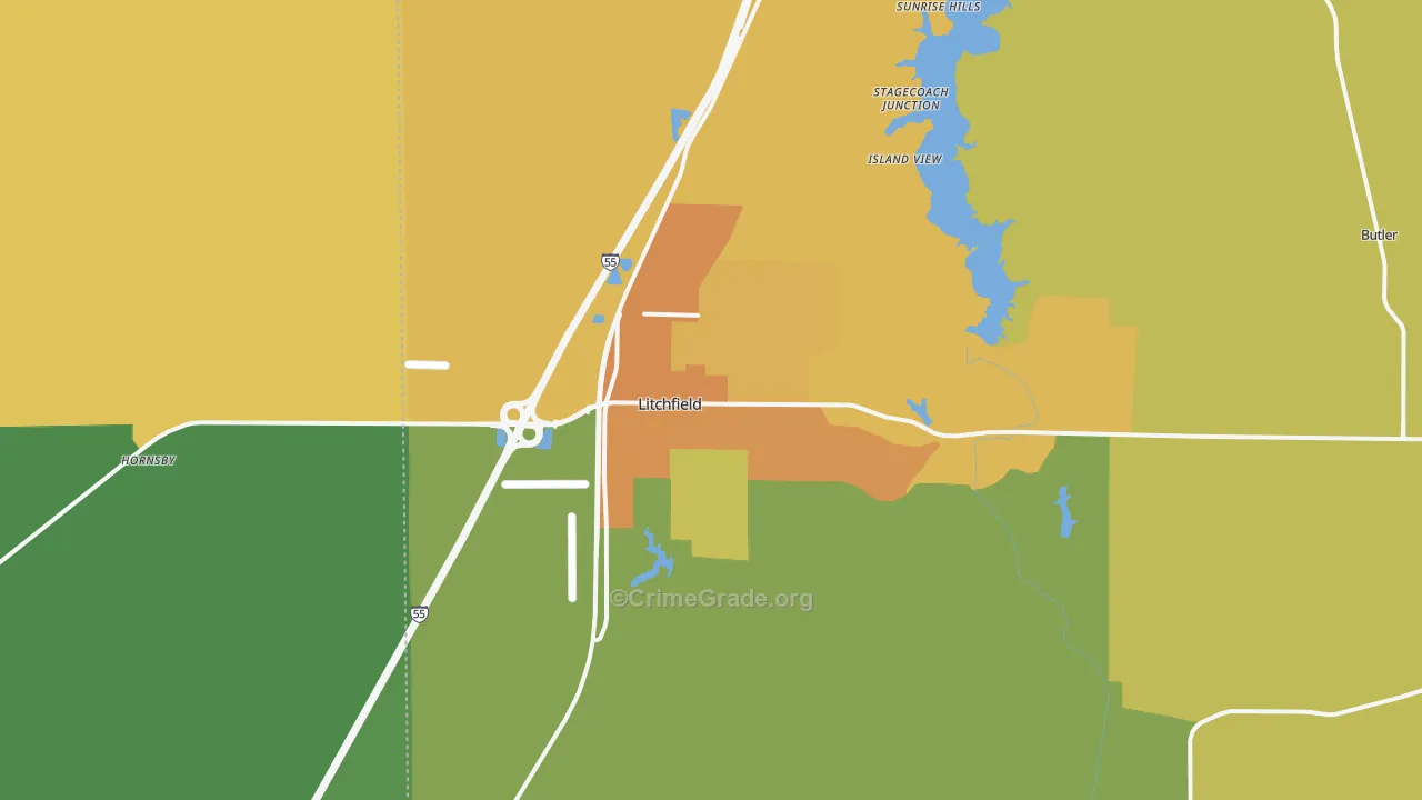 Litchfield, IL Map of Drug-Related Crime Rates