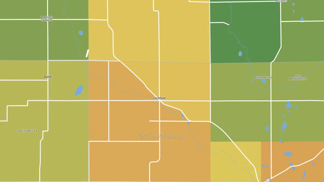 Litchfield, MI Map of Drug-Related Crime Rates