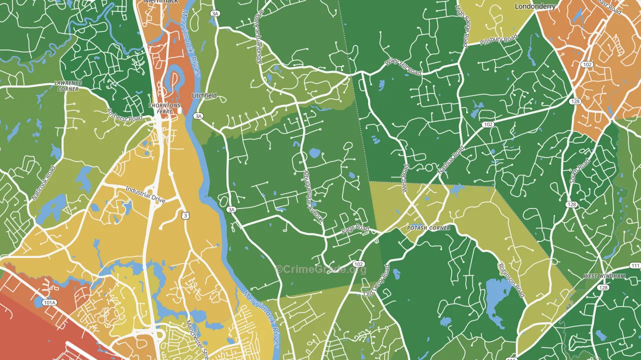 Litchfield, NH Map of Drug-Related Crime Rates