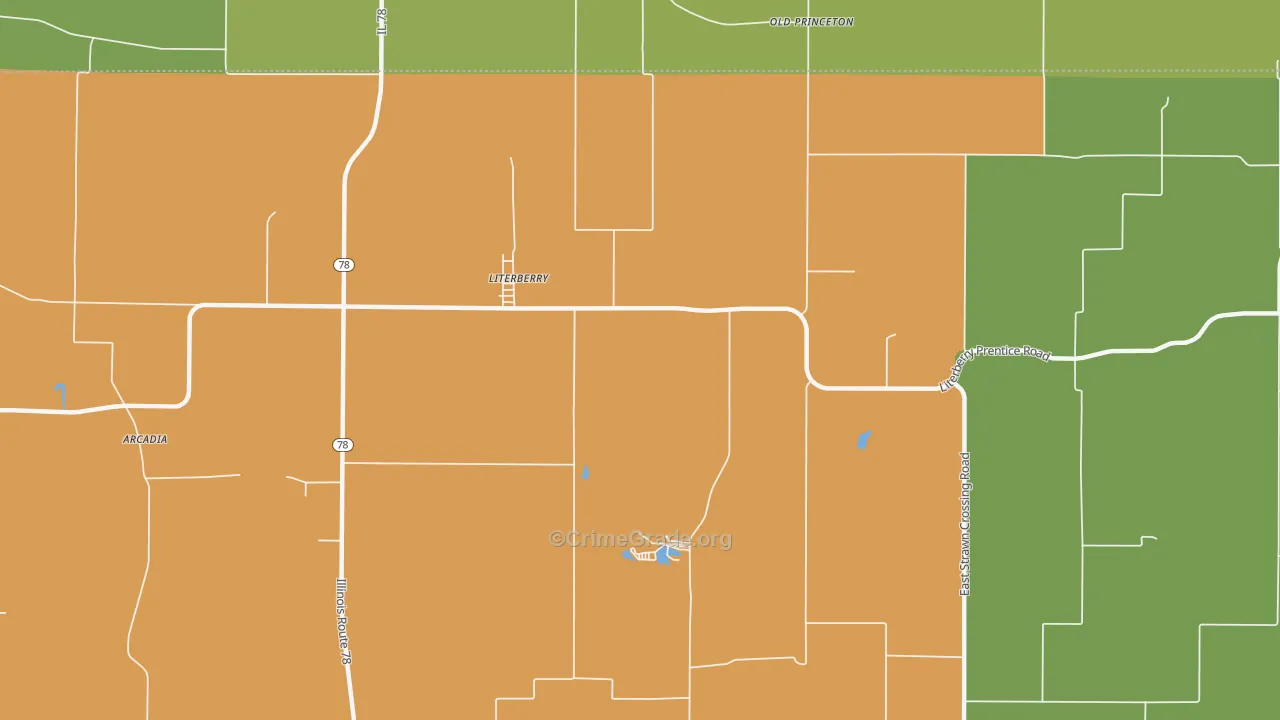 Literberry, IL Map of Drug-Related Crime Rates
