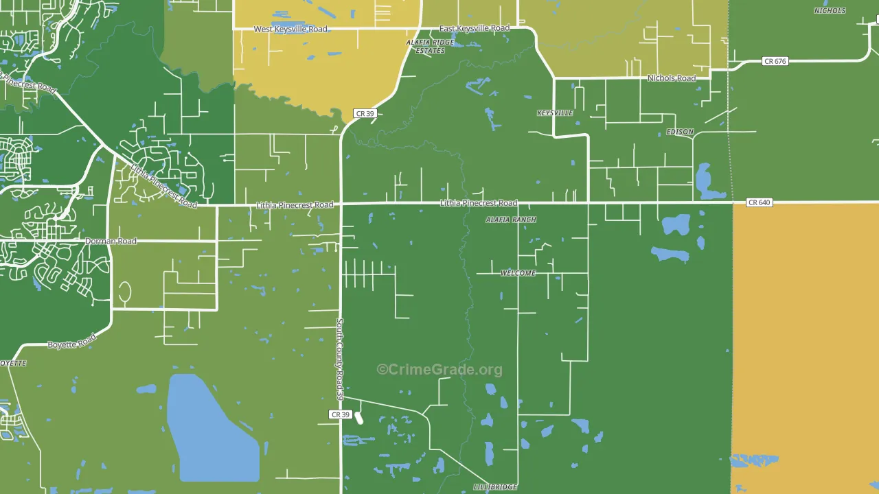 Lithia, FL Map of Drug-Related Crime Rates