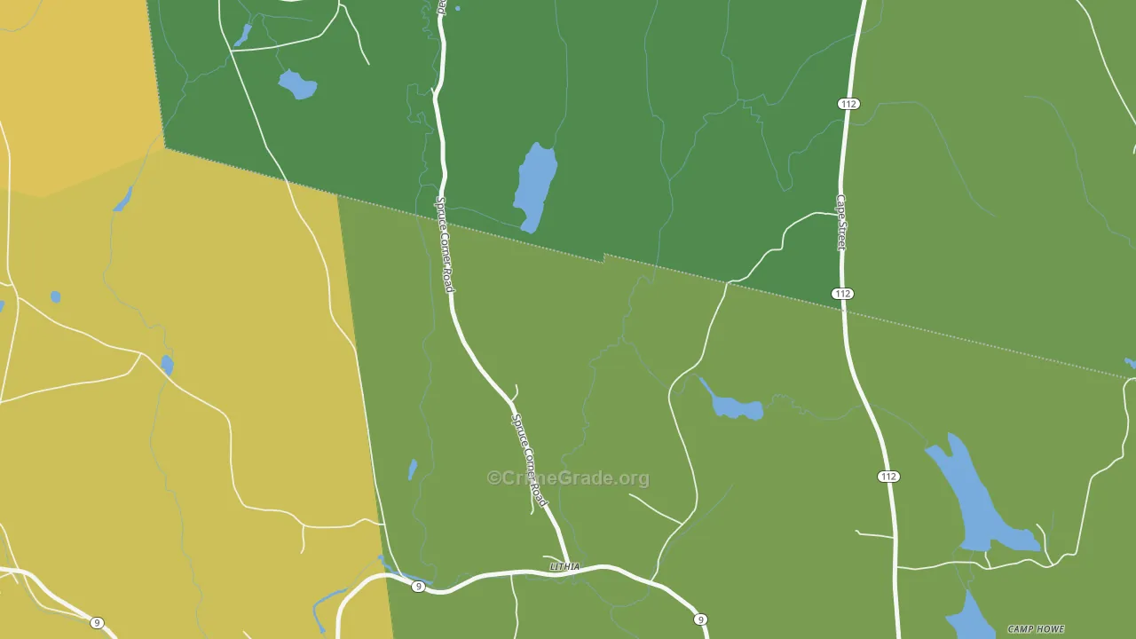Lithia, MA Map of Drug-Related Crime Rates