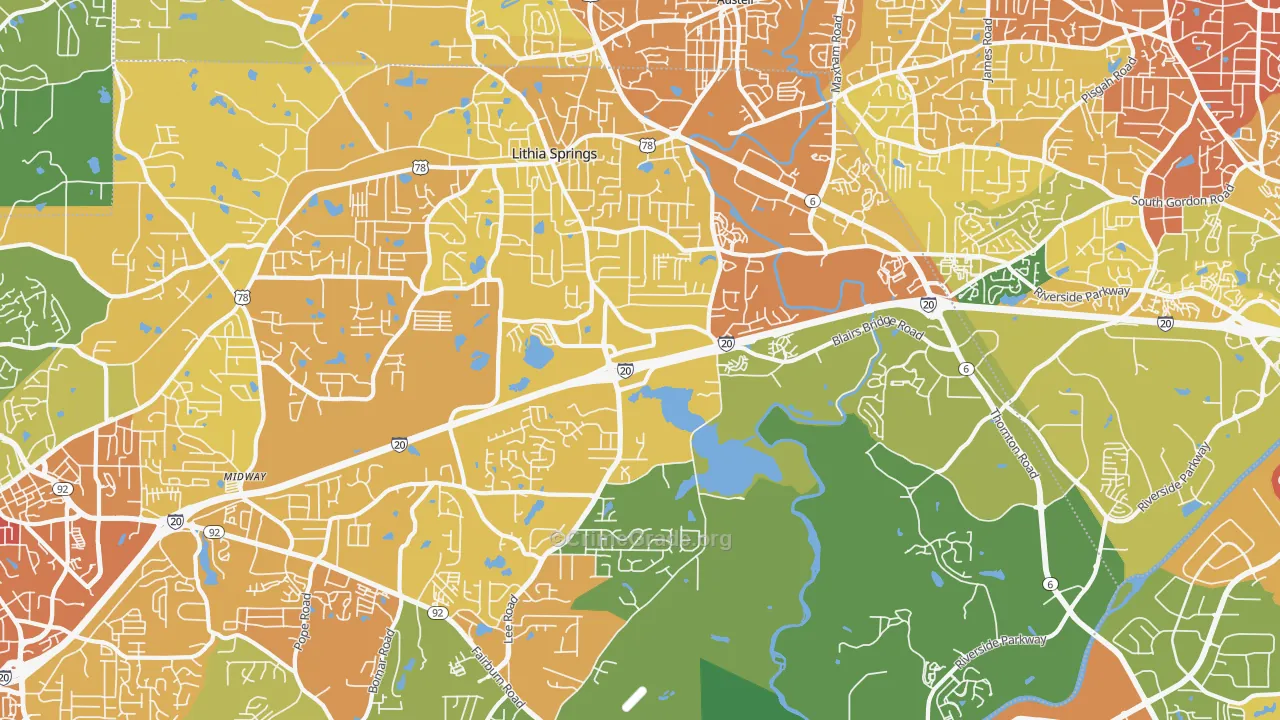 Lithia Springs, GA Map of Drug-Related Crime Rates