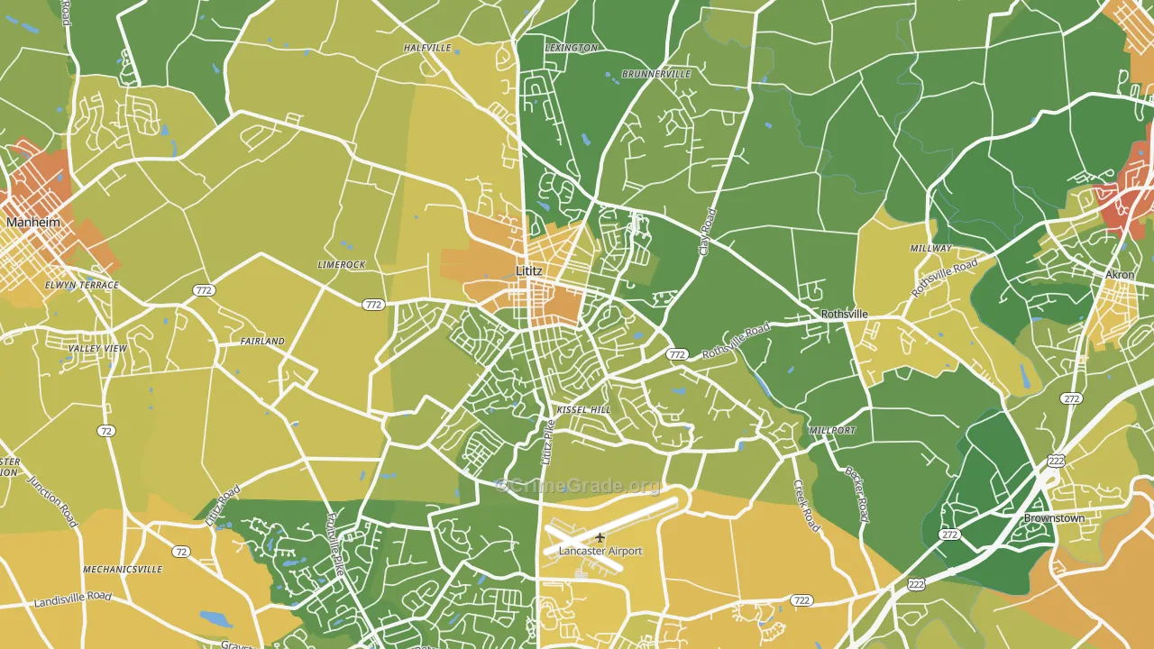 Lititz, PA Map of Drug-Related Crime Rates