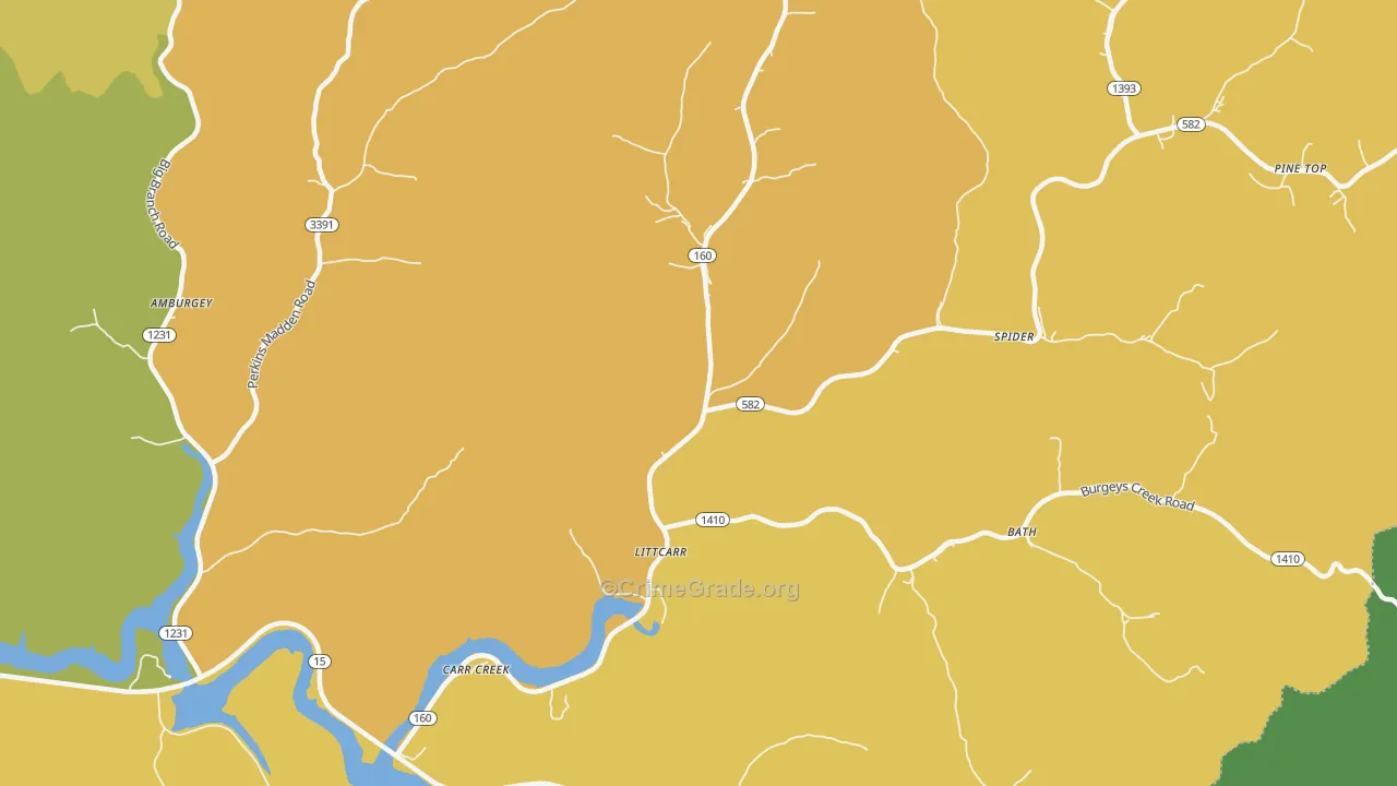 Littcarr, KY Map of Drug-Related Crime Rates