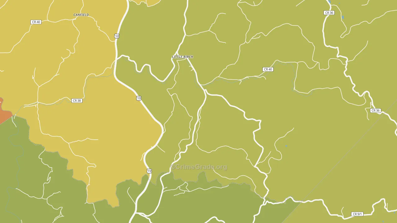 Little Birch, WV Map of Drug-Related Crime Rates