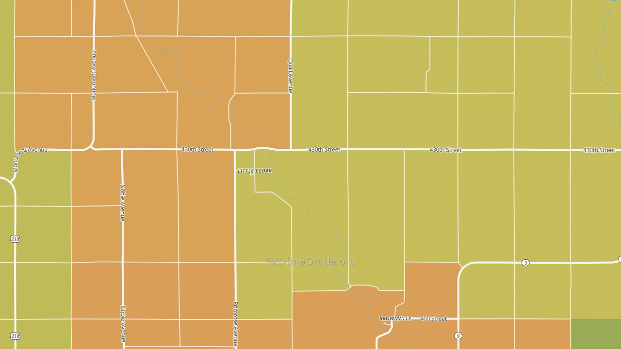 Little Cedar, IA Map of Drug-Related Crime Rates
