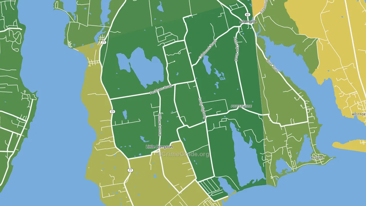Little Compton, RI Map of Drug-Related Crime Rates