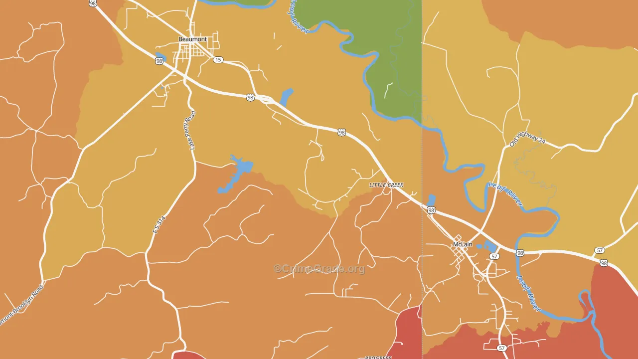 Little Creek, MS Map of Drug-Related Crime Rates