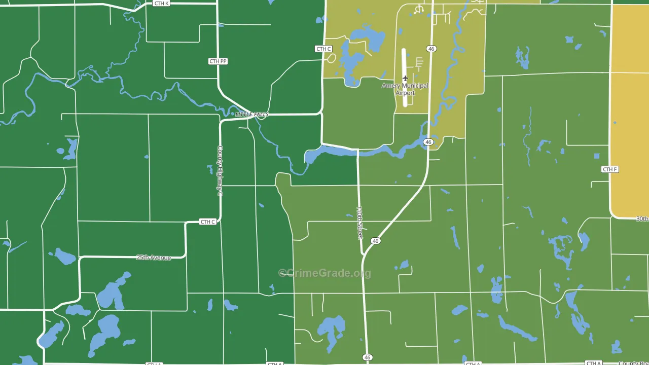 Little Falls, WI Map of Drug-Related Crime Rates