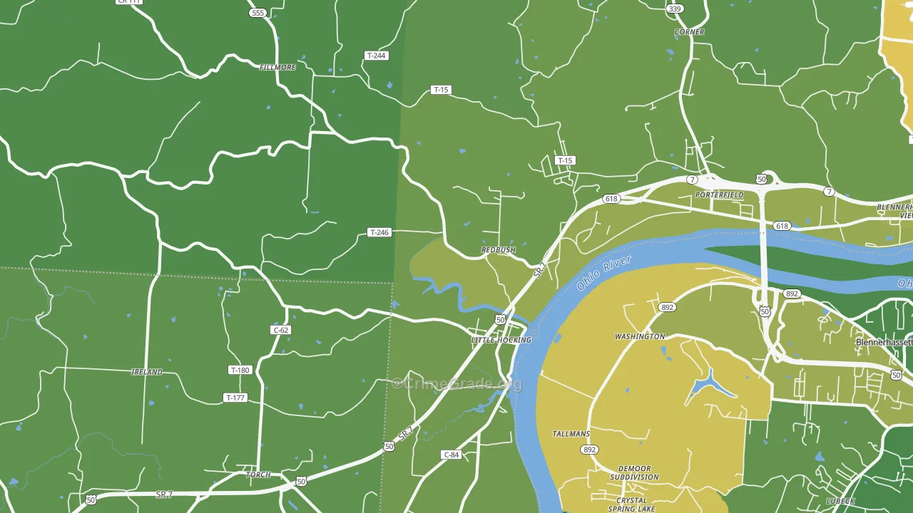 Little Hocking, OH Map of Drug-Related Crime Rates