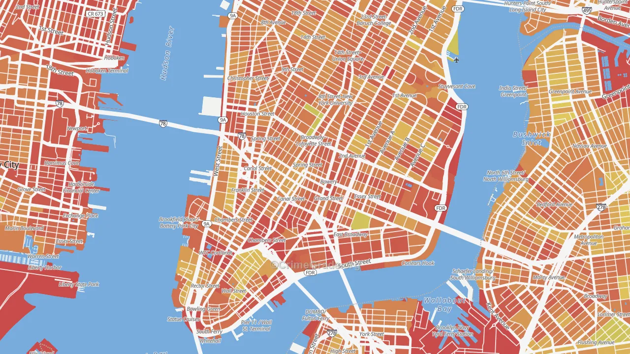 Little Italy, Manhattan, NY Map of Drug-Related Crime Rates