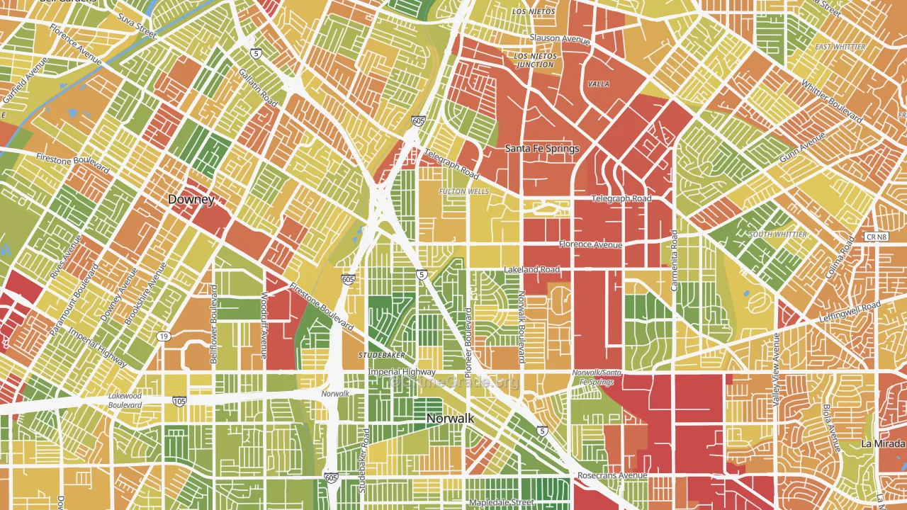 Little Lake City, Santa Fe Springs, CA Map of Drug-Related Crime Rates